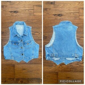 Vintage Paris Blues Denim Vest, medium blue wash, size M